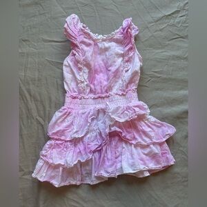 LoveShackFancy Kids Dress 4-5Y Pink Ruffle  Cotton Eyelet Cottagecore Coquette